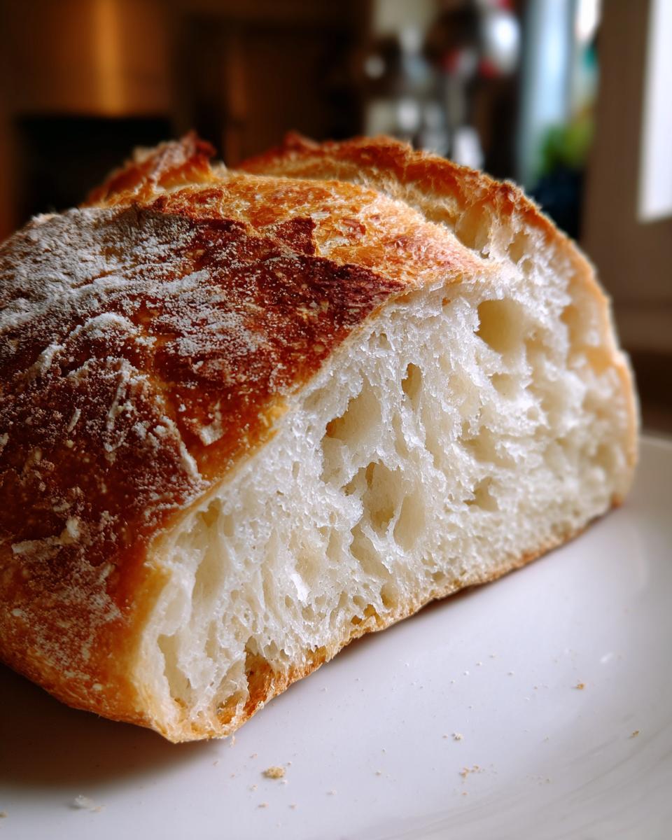 Close-up of the airy crumb and crust of a freshly baked italian bread loaf.