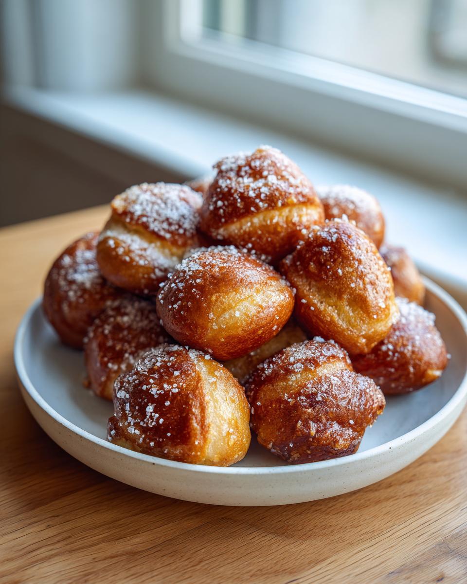 A mound of freshly baked, golden brown pretzel bites sprinkled with coarse salt, ready for game day.