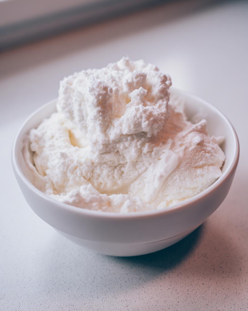 Close-up of a white bowl filled with fluffy, freshly made snow ice cream.