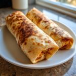 Two golden-brown, crispy Chimichangas resting on a white plate, ready to eat.