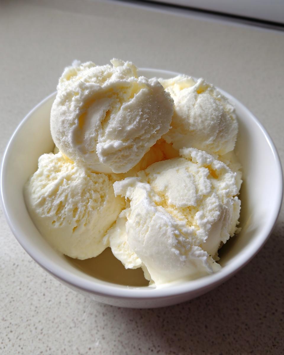 Four scoops of creamy, white snow ice cream served in a small white bowl.